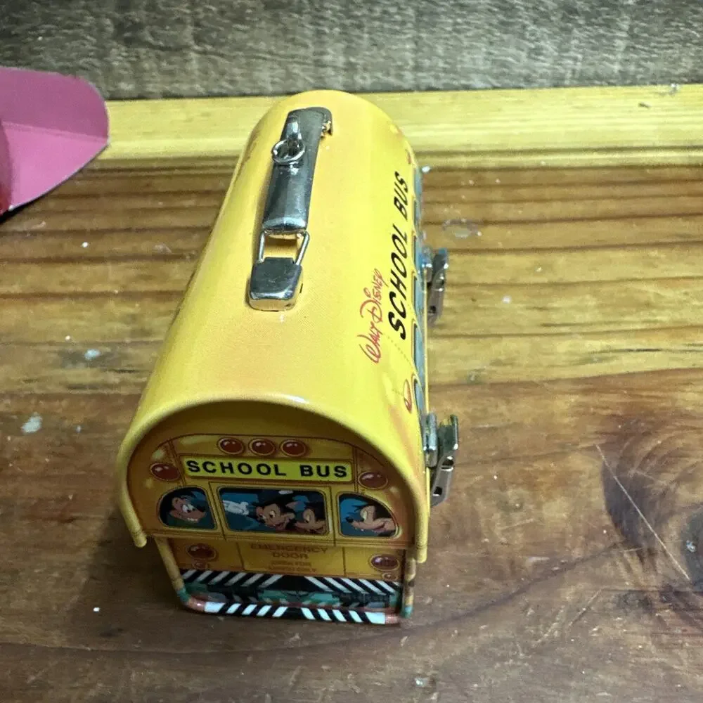 2001 Hallmark Keepsake Ornament Disney Mickey Mouse School Bus Lunch Box Thermos
